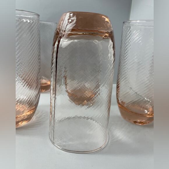 5 Vintage Pink‎ Swirl Iced Tea or Water Drinking Glasses - Picture 3 of 8